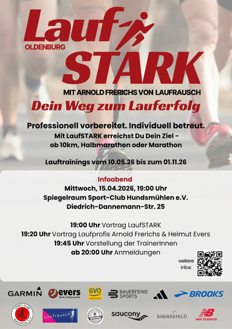 🔥 LaufSTARK Oldenburg 🔥 Dein Weg zum nächsten Laufziel beginnt hier! Ob 10 km, Halbmarathon oder Marathon – mit professioneller Vorbereitung und individueller Betreuung bringst du dein Training auf das nächste Level. Profitiere von der Erfahrung erfahrener Laufcoaches und einer motivierenden Community. 📅 Infobend: 15.04. | 19:00 Uhr 📍 Sport-Club Hundsmühlen Starte jetzt durch und werde LaufSTARK! 💪🏃‍♂️